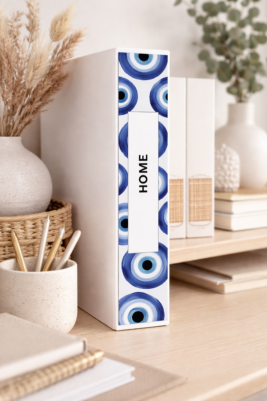 Blue Nazar Binder Spine Cover Printable | Evil Eye Binder Label | Aesthetic Binder Organizer | Boho Scandinavian Office Decor