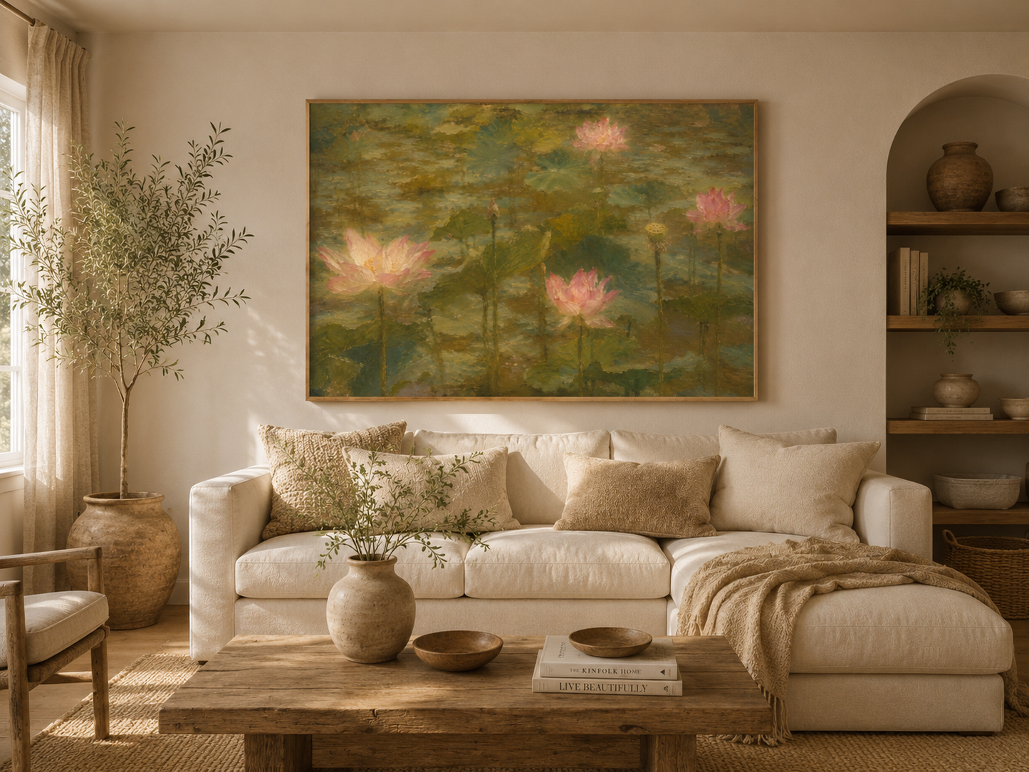 Where Stillness Blooms – Large A0 Printable Wall Art, Neutral Landscape Art, Digital Download