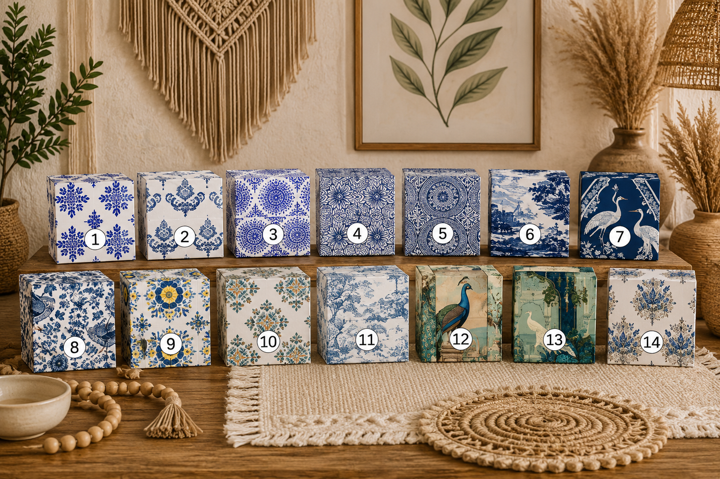 Blue Willow Printable Gift Box Bundle (14 Designs) | A4 &amp; A3 Folding Box Templates