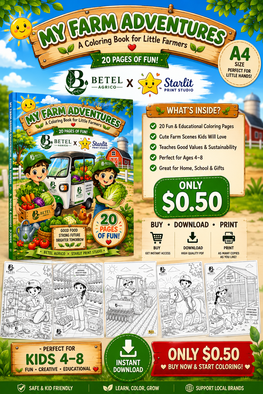 My Farm Adventures – A Coloring Book for Little Farmers