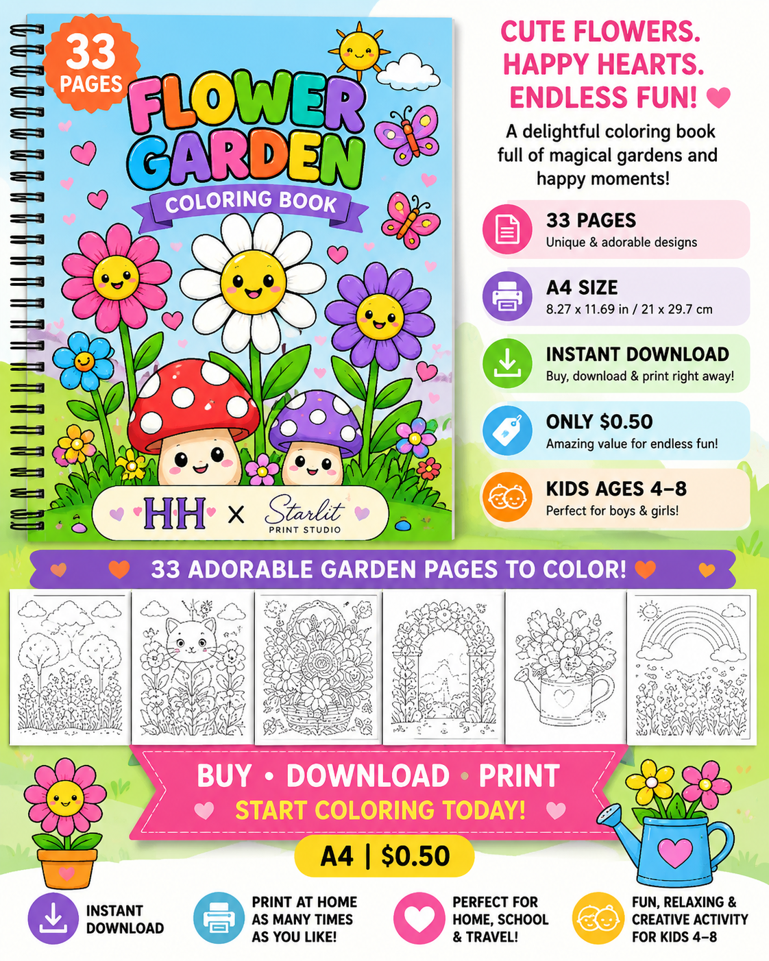 Flower Garden Coloring Book