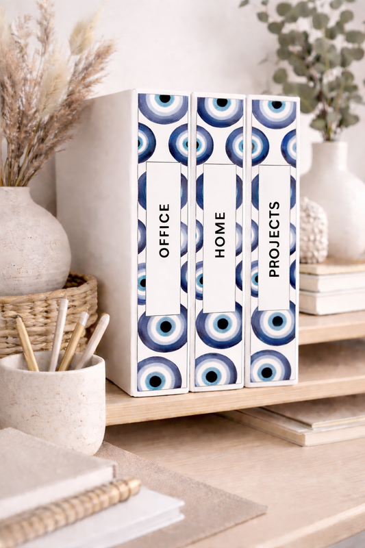 Blue Nazar Binder Spine Cover Printable | Evil Eye Binder Label | Aesthetic Binder Organizer | Boho Scandinavian Office Decor