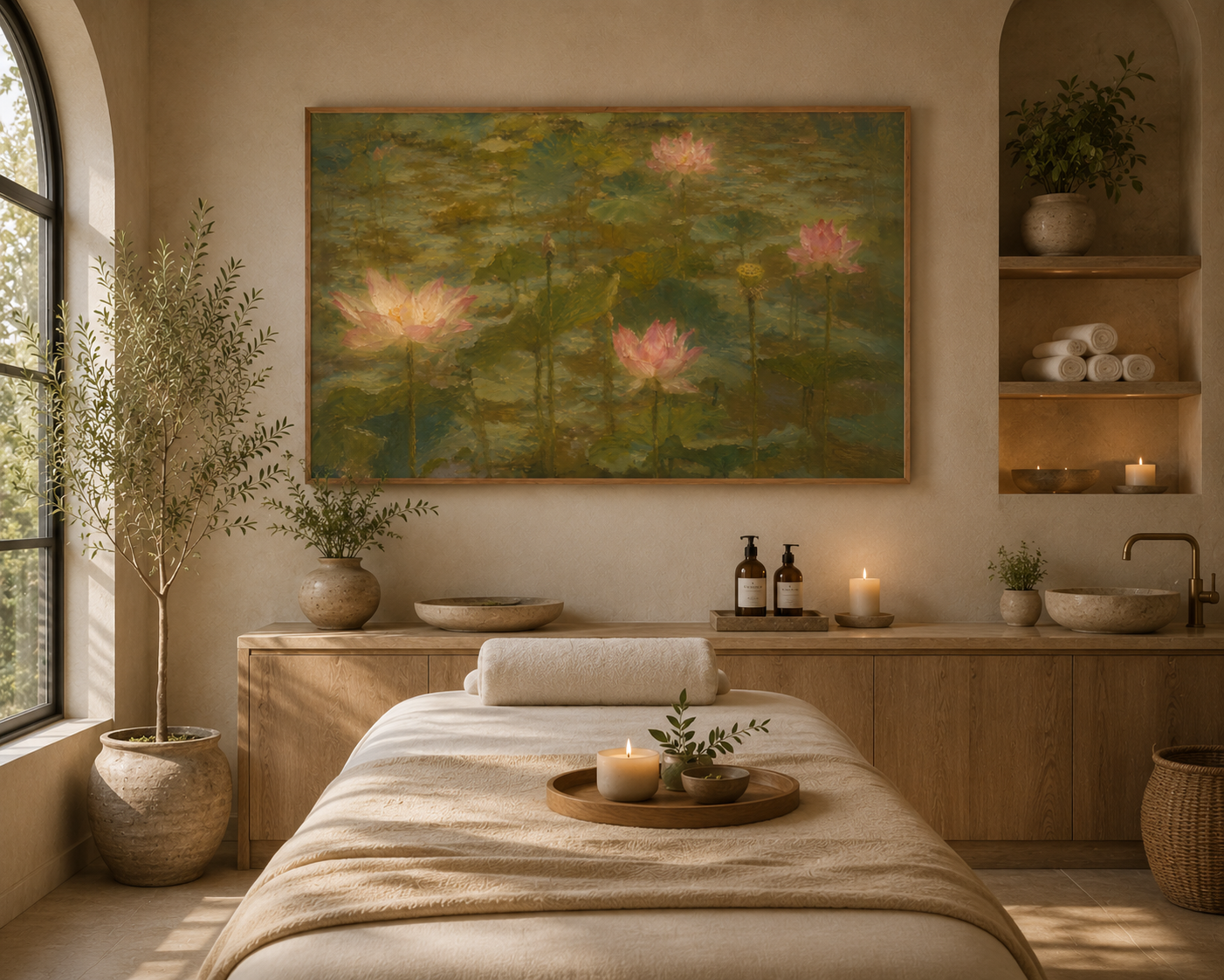 Where Stillness Blooms – Large A0 Printable Wall Art, Neutral Landscape Art, Digital Download