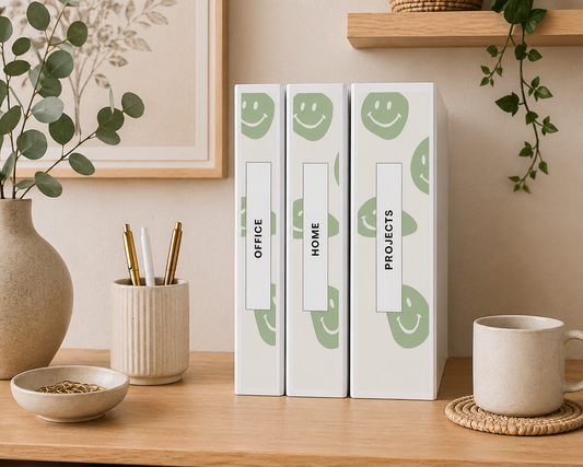 Sage Smile Binder Spine Covers Printable | Aesthetic Editable Binder Labels for Home, Office & School (1.5”, 2”, 3”)