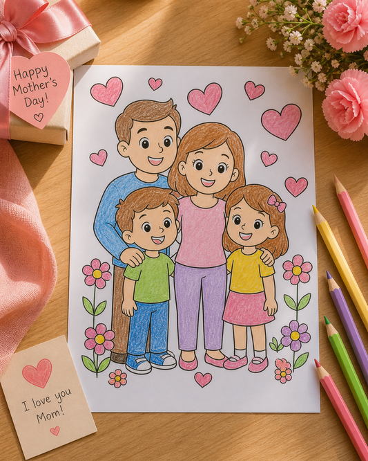 Mother’s Day Coloring Pages Printable | Kids Gift for Mom | 14 A4 Pages | Instant Download | DIY Last Minute Mother’s Day Gift