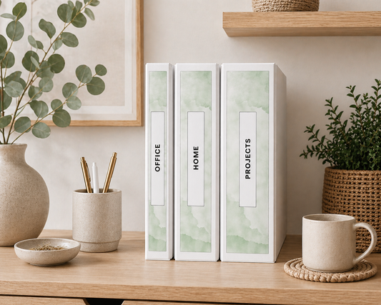 Sage Mist Binder Spine Covers Printable | Aesthetic Editable Binder Spine Cover for Home, Office & School (1.5”, 2”, 3”)