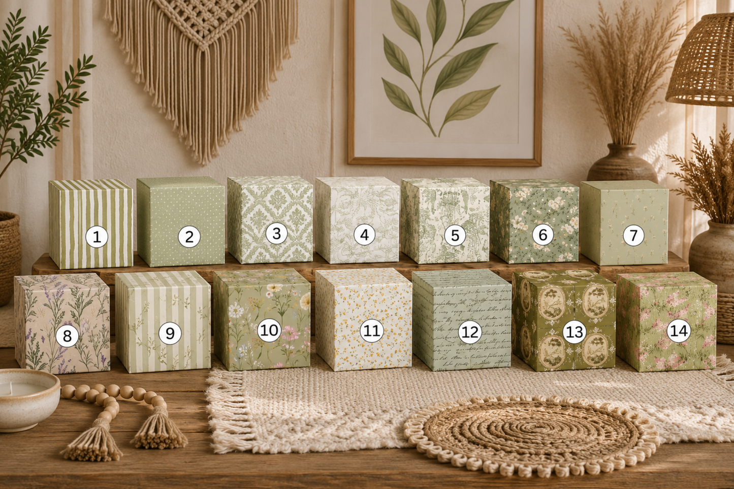Botanical Gift Box Template Bundle (14 Designs) | Printable A4 & A3 Folding Box | Vintage Floral Packaging Set