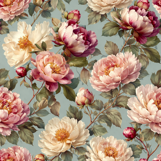Antique Peony Seamless Pattern