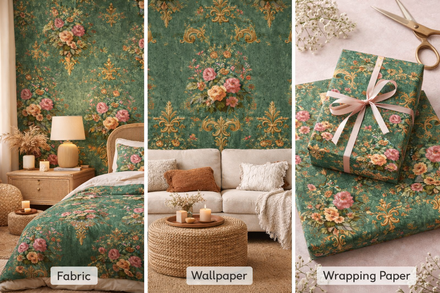 Rosehaven Damask Seamless Pattern