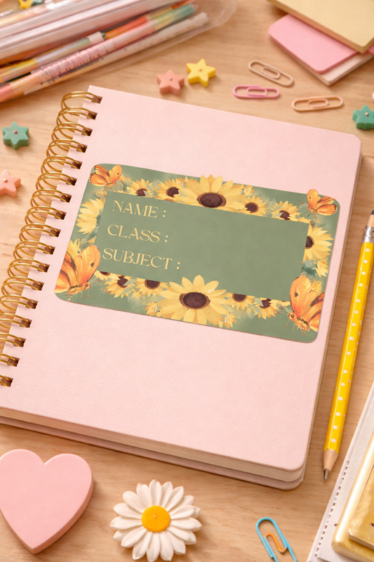 🌻 Printable Sunflower Book Label