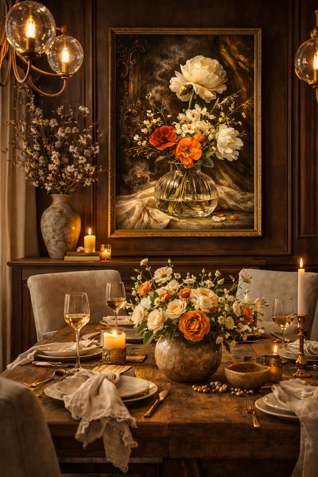 Baroque Floral Still Life – Vintage Vase Printable Wall Art, Classical Flower Painting Instant Download