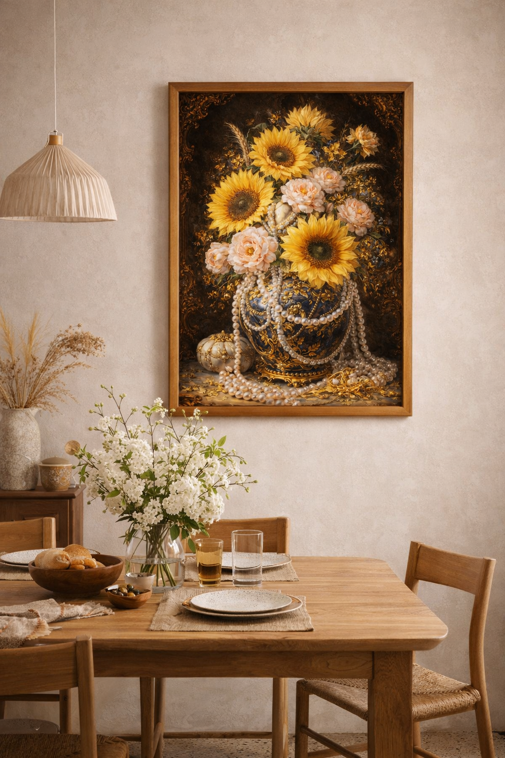 Gilded Sun – Baroque Floral Printable Wall Art, Vintage Flower Painting Instant Download
