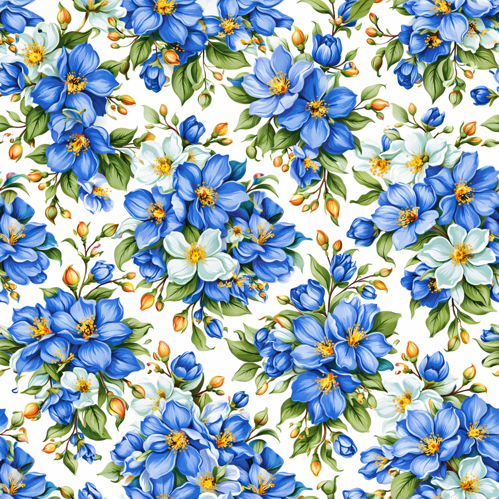Sapphire Meadow Seamless Pattern