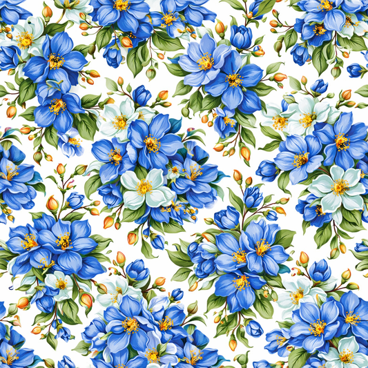 Sapphire Meadow Seamless Pattern