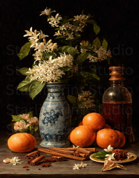Orange Bouquet – Vintage Floral Printable Wall Art, Warm Botanical Decor