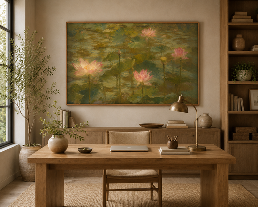 Where Stillness Blooms – Large A0 Printable Wall Art, Neutral Landscape Art, Digital Download