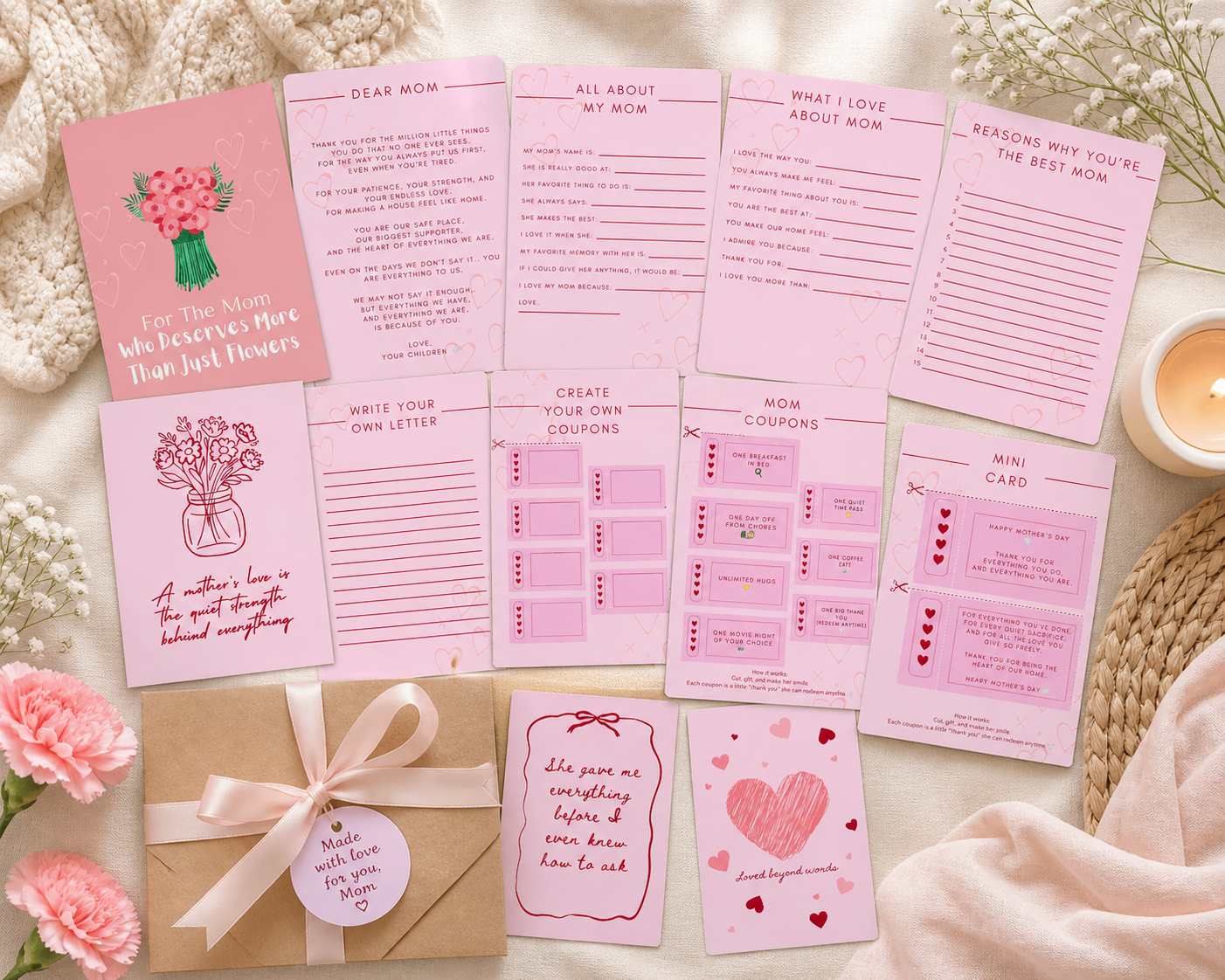 Mother’s Day Printable Bundle | Emotional Gift for Mom | Letter for Mom | Coupon Book | Instant Download Gift