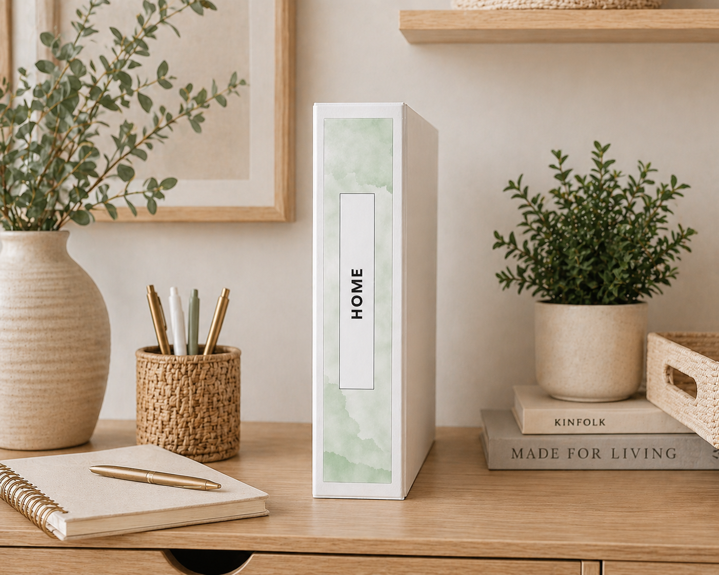 Sage Mist Binder Spine Covers Printable | Aesthetic Editable Binder Spine Cover for Home, Office & School (1.5”, 2”, 3”)