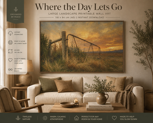 Where the Day Lets Go – Large Landscape Printable Wall Art (A0 118×84 cm) | Instant Download | Calm Sunset Nature Decor